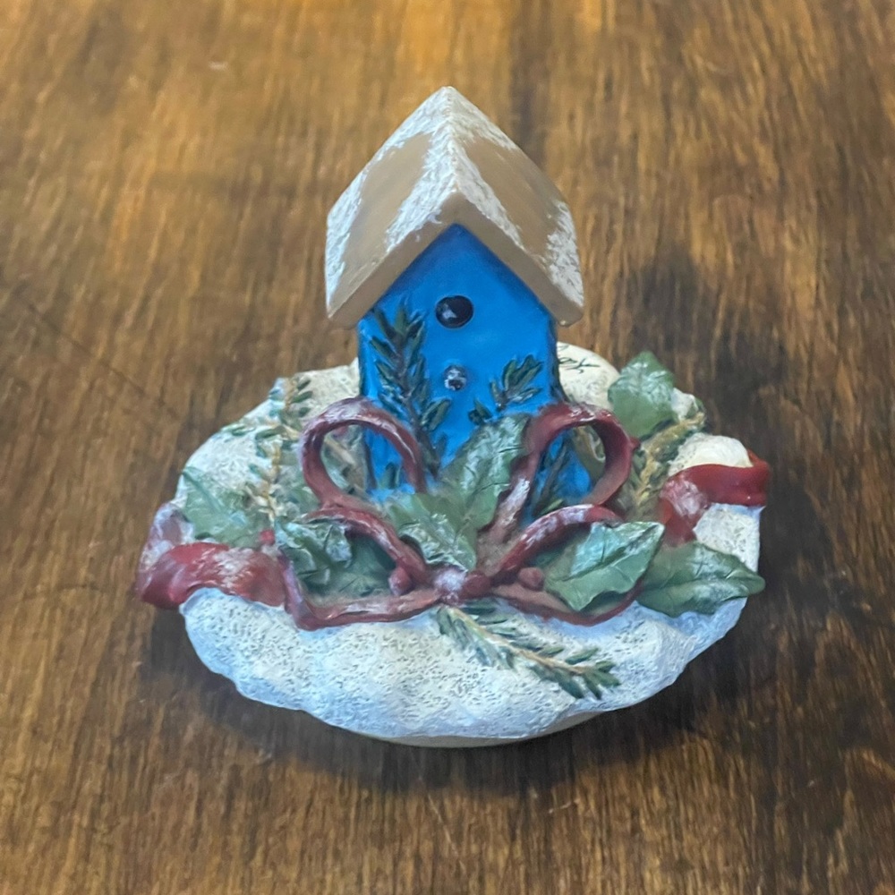 The Kathy Hatch Collection Candle Topper Holiday Winter Birdhouse
